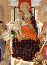 Stefano Folchetti, Madonna and Child Enthroned with Saints Benedict, Roch, Sebastian and Bernard, 1492