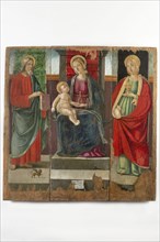 Pietro Paolo Agabiti, Triptych depicting the Madonna and Child with Saint Mark the Evangelist and Saint Mary Magdalene, 1511