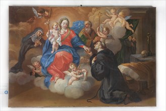 Unknown author, Madonna and Child with Saints Monica, Augustine and Nicola da Tolentino