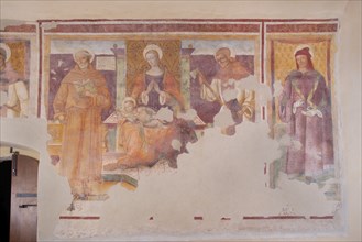 Girolamo di Matteo da Gualdo Tadino, Madonna and Child Enthroned with Saints Anthony the Abbot and Amico; Blessed Maio of Gualdo