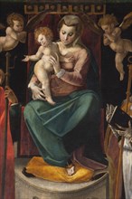 Simone De Magistris, Madonna Enthroned with Child, between Saints Rocco and Martino