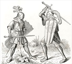 Knights wearing full armour, late 15th century