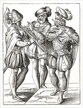 German musicians playing on the flute and goat's horn