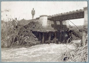 Railway bridge after a flood on the Fort Hall Road