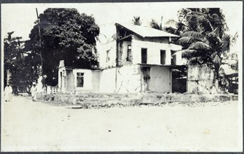 Damaged buildings after the Battle of Tanga