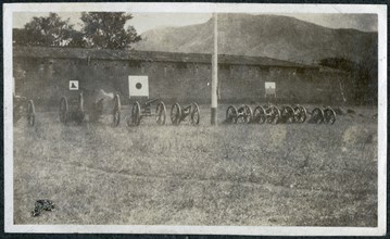 Captured guns at military camp, Zomba