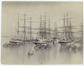 Docked sailing ships, Calcutta
