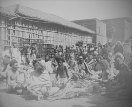 Group of Indian Hindu sadhus (holy men) in Calcutta