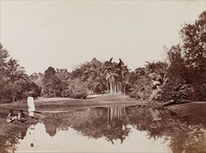 Three Indian men in Eden Gardens, Calcutta