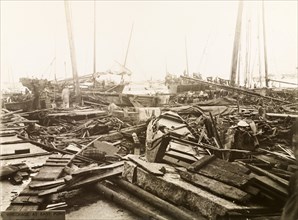 Typhoon devastation at East Point harbour