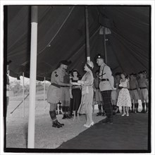 HM the Queen Mother at Cameronians (Scottish Rifles) Camp, Nairobi