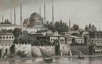 Ottoman Empire. Turkey. Constantinople (today Istanbul). Sultan Ahmed Mosque or Blue Mosque.  It