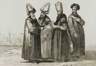 Turkey. Administration of the Ottoman Empire. From left to right: Grand Vizier, Kaim-Mekam, Reis