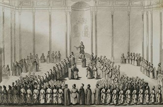 Ottoman Empire. Turkey. Court of the Grand Vizier. Engraving by Lemaitre, Lalaisse and Montaut.