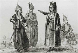 Ottoman Empire. Turkey. Janissaries. Engraving by Lemaitre, Lalaisse and Chaillot. Historia de