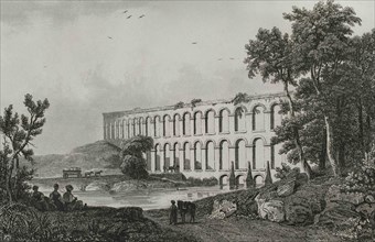 Ottoman Empire. Turkey. Constantinople (today Istanbul). The aqueduct of Uzunkemer near Belgrade