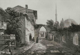 Ottoman Empire. Turkey. Constantinople (today Istanbul). Old Istanbul. Engraving by Lemaitre,