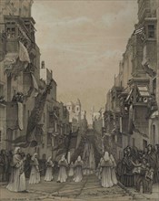 Michele Bellanti (1807-1883). Maltese painter. View of the San Paolo Street. Lithograph. National