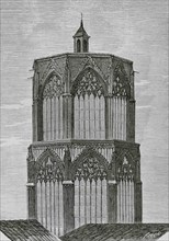 Spain, Valencia. Lantern tower of the Cathedral. Engraving by Sierra, 19th century. Cronica General