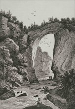 United States. Natural bridge in Virginia. Engraving by Milbert. Panorama Universal. History of the