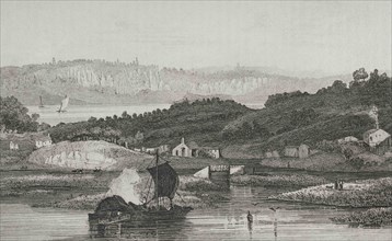 United States of America. Hudson River Palisades. Engraving by Milbert. Panorama Universal. History