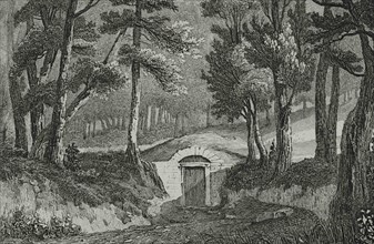 United States of America. George Washington's tomb. Mount Vernon, Virginia. Engraving by Danvin.