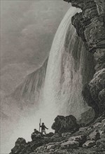 United States. Niagara Falls. Engraving by Van der Burgh. Panorama Universal. History of the United