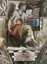 Michelangelo (1475-1564). The Erythraean Sibyl. Prophetess of classical antiquity. Detail of a