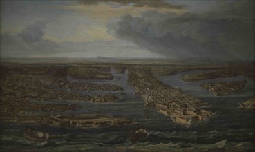 Attributed to Giuseppe Caloriti (1681-ca.1740). Italian painter. View of Valletta and the Three