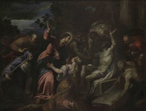Andrea Vicentino (1539-1614). Italian painter. The Raising of Lazarus, c. 1600. Oil on canvas, 114