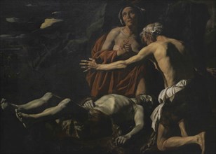 Matthias Stom (ca.1600-h.1650). Dutch painter. Lamentation over the dead Abel, ca.1632. Oil on