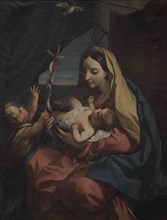 Carlo Maratta (1625-1713). Italian Baroque painter. Madonna and Child with infant Saint John. Oil