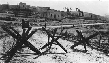 Arab barricades along a road in Palestine