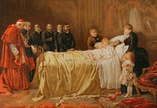 Death caused by tuberculosis of the King of Spain, Alfonso XII (1857-1885) on 25 November 1885. His