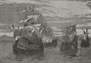 Naval battle of Sant Feliu de Guixols, (Costa Brava, Catalonia). The presence of the French fleet