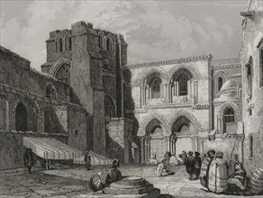 Jerusalem. Church of the Holy Sepulchre. Engraving by Emile Rouargue. ""La Tierra Santa y los