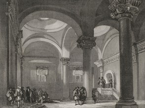 Jerusalem. Interior of the Golden Gate, the oldest entrance to the walls of the Old City. Engraving