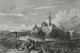 Jerusalem. Mount Zion. Mosque of David. Engraving by Aubert. ""La Tierra Santa y los lugares