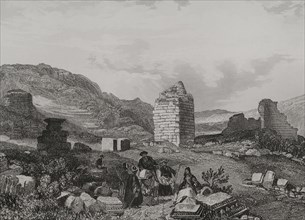 Ephesus. Engraving by Aubert. ""La Tierra Santa y los lugares recorridos por los profetas, por los