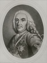 Philip V (1683-1746). King of Spain (1700-1746). Portrait. Engraving by Masson. Lithographed by