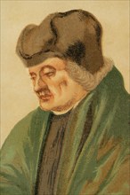 Erasmus (c. 1466-1536). Dutch theologian, philosopher and humanist. Portrait. Chromolithography.