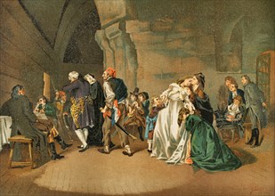 French Revolution. The parting of King Louis XVI and Marie Antoinette, 1792. Both were tried and