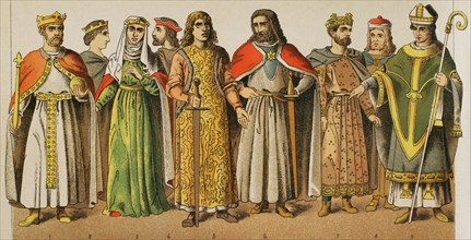 Holy Roman Empire, 1000-1100. From left to right, 1: Emperor Frederick Barbarossa (1122-1190), 2: