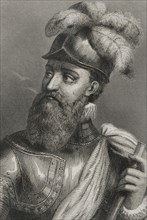 Francisco Pizarro (1478-1541). Spanish conqueror of the Inca empire. Portrait. Engraving. "Historia