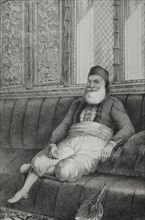 Muhammad Ali (1769-1849). Pasha of Egypt from 1805 to 1848. Portrait. Drawing by M. Iglesias.