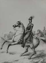 Frederick I (1826-1907). Grand Duke of Baden (1856-1907). Equestrian portrait. Drawing by M.