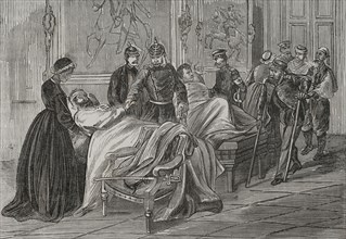 Franco-Prussian War (1870-1871). King William I of Prussia (1797-1888) visiting the wounded in