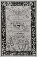 Ptolemaic system. Facsimile of an engraving of Epitoma in Almagestum Ptolemaei, by Johannes Muller