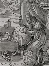 German astronomer and cosmographer. Engraving from the 16th century, by Jost Amman. Sciences &