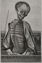Doctor Death. Engraving from a miniature of a 16th century book of hours. Sciences & Lettres au